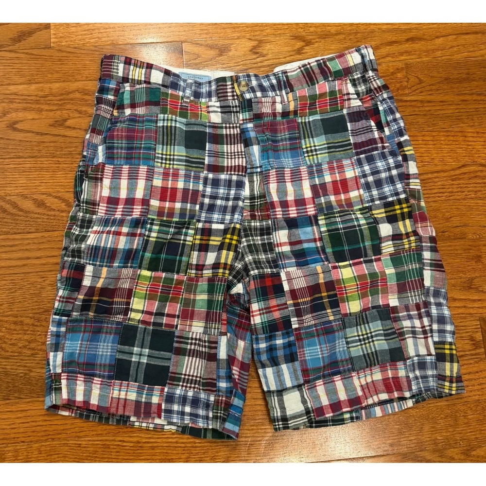 Castaway Nantucket Island  Patchwork Madras Plaid Shorts Mens 36 Preppy 9"